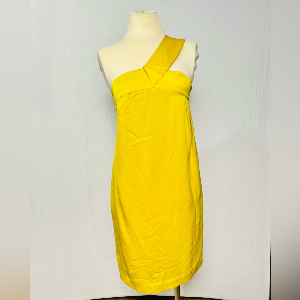 Satin Chartreuse One Shoulder Dress
